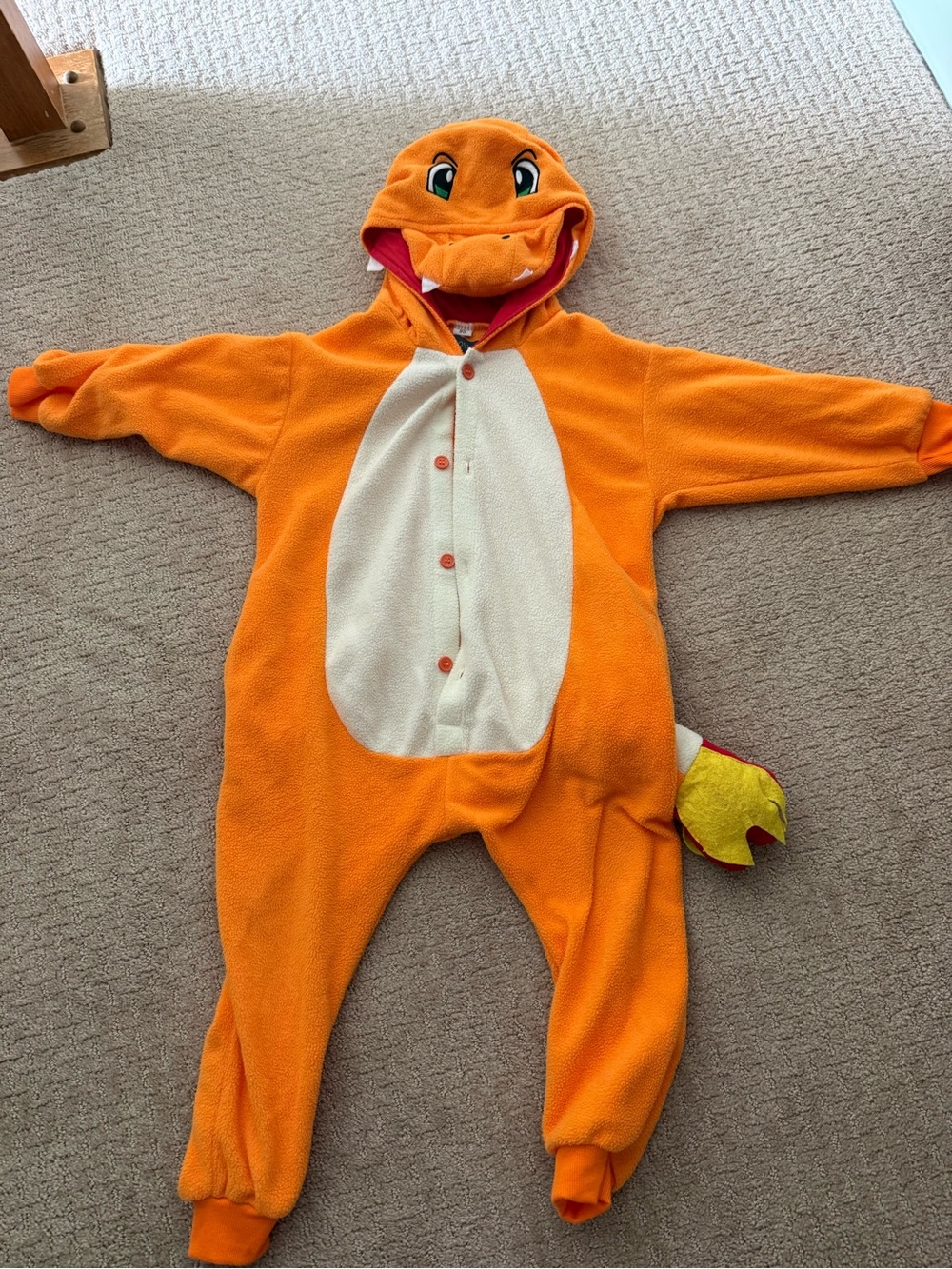 Kids Orange Dragon/Charmander Fleece Onesie